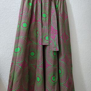 Elegant Green and Pink Maxi Skirt